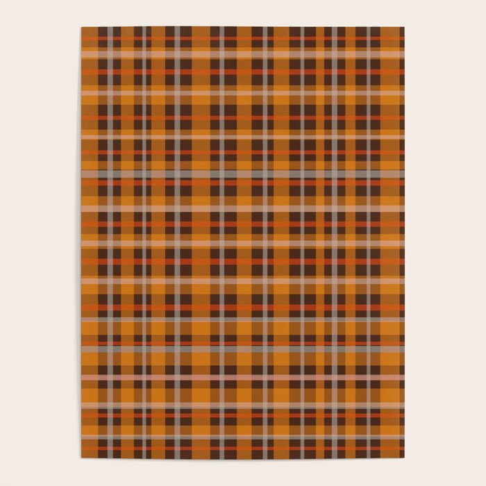 Autumn Retro 70s Plaid Pattern in Brown and Orange Poster Gallery Image 4