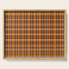 Autumn Retro 70s Plaid Pattern in Brown and Orange Serving Tray Gallery Image 1