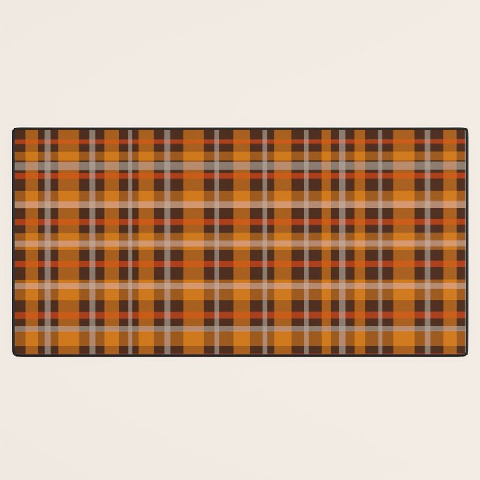 Autumn Retro 70s Plaid Pattern in Brown and Orange Desk Mat Gallery Image 3