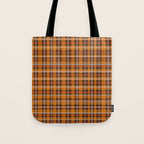 Autumn Retro 70s Plaid Pattern in Brown and Orange Tote Bag Gallery Image 1