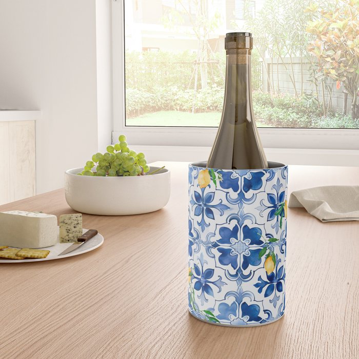 Blue tiles,mosaic,Mediterranean tiles,majolica art ,lemon ,citrus, Wine Chiller Gallery Image 4