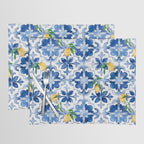 Blue tiles,mosaic,Mediterranean tiles,majolica art ,lemon ,citrus, Placemat Gallery Image 1