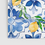 Blue tiles,mosaic,Mediterranean tiles,majolica art ,lemon ,citrus, Poster Gallery Image 3