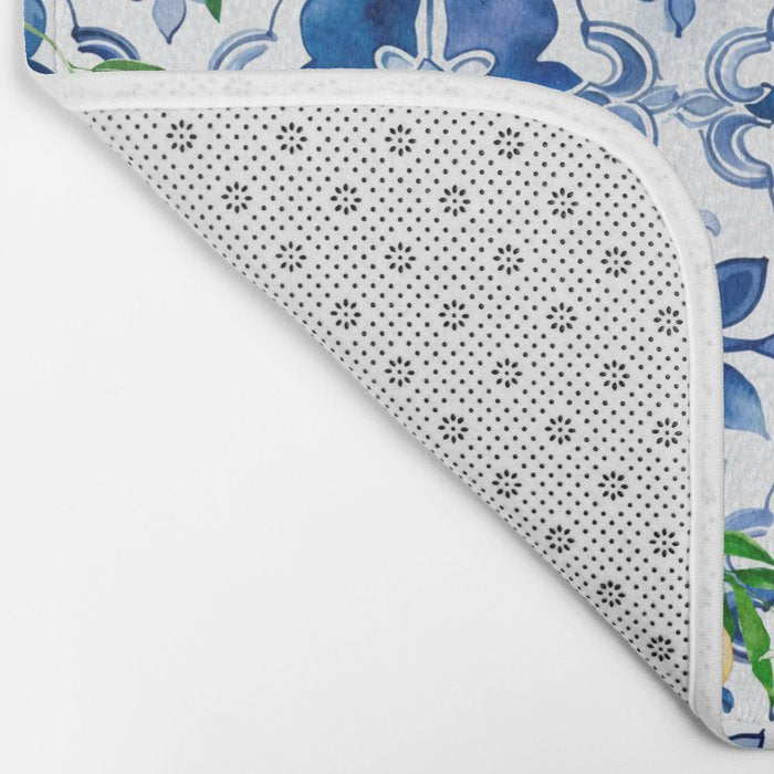 Blue tiles,mosaic,Mediterranean tiles,majolica art ,lemon ,citrus, Bath Mat Gallery Image 2
