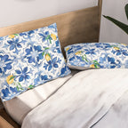 Blue tiles,mosaic,Mediterranean tiles,majolica art ,lemon ,citrus, Pillow Sham Gallery Image 2