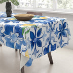 Blue tiles,mosaic,Mediterranean tiles,majolica art ,lemon ,citrus, Tablecloth Gallery Image 3