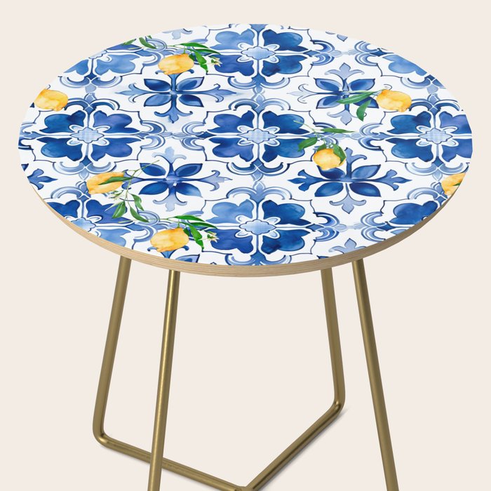 Blue tiles,mosaic,Mediterranean tiles,majolica art ,lemon ,citrus, Side Table Gallery Image 2