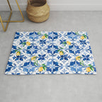 Blue tiles,mosaic,Mediterranean tiles,majolica art ,lemon ,citrus, Rug Gallery Image 1