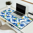 Blue tiles,mosaic,Mediterranean tiles,majolica art ,lemon ,citrus, Desk Mat Gallery Image 2