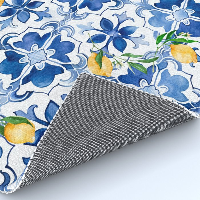 Blue tiles,mosaic,Mediterranean tiles,majolica art ,lemon ,citrus, Rug Gallery Image 4