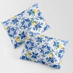 Blue tiles,mosaic,Mediterranean tiles,majolica art ,lemon ,citrus, Pillow Sham Gallery Image 3