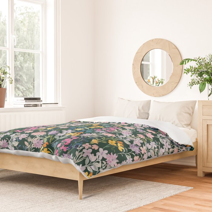 Wildflower Field on Pine Grove - Pink, Orange, Blue, & Purple Duvet Cover Gallery Image 2