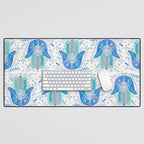 Hamsa Hand - Blue & Turquoise Palette Desk Mat Gallery Image 1
