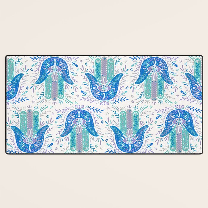 Hamsa Hand - Blue & Turquoise Palette Desk Mat Gallery Image 3