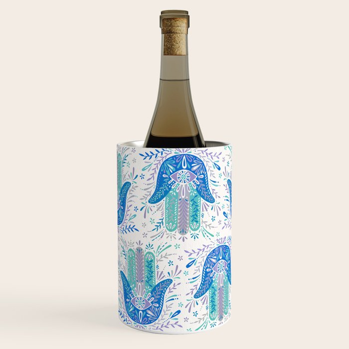 Hamsa Hand - Blue & Turquoise Palette Wine Chiller Gallery Image 2