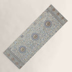 Antique Persian Cream Blue Pearl Carpet Yoga Mat Gallery Image 1