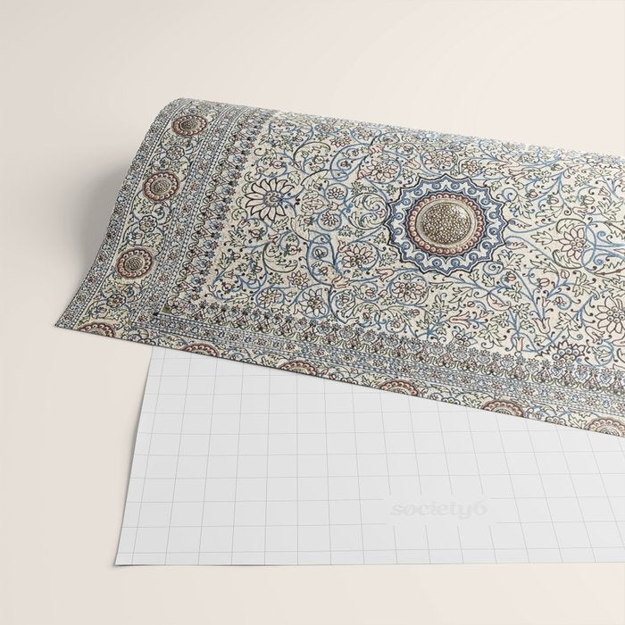 Antique Persian Cream Blue Pearl Carpet Wrapping Paper Gallery Image 2