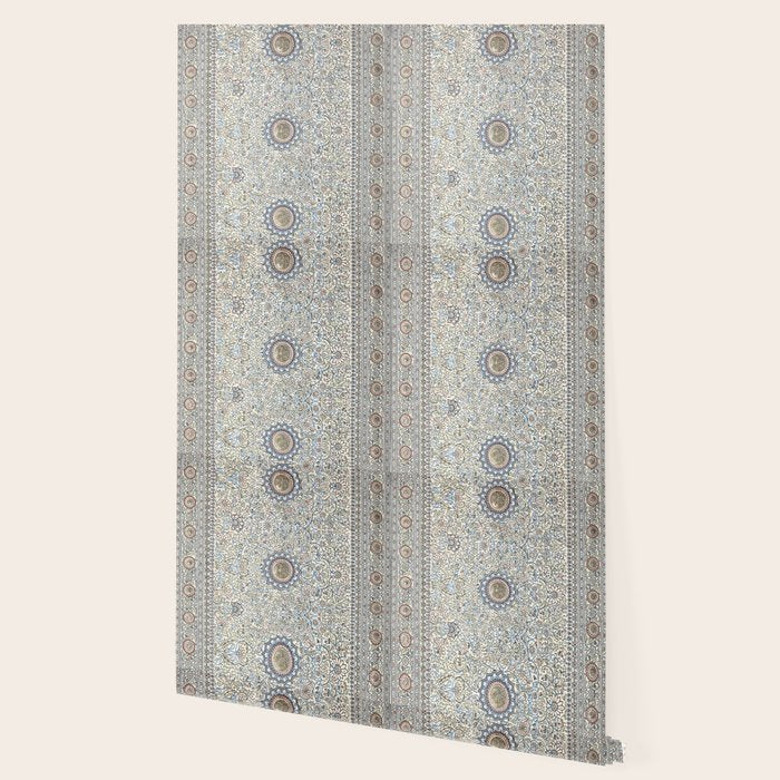 Antique Persian Cream Blue Pearl Carpet Wallpaper Gallery Image 2