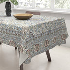 Antique Persian Cream Blue Pearl Carpet Tablecloth Gallery Image 3