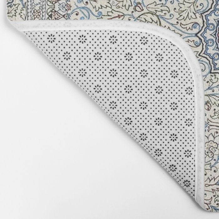 Antique Persian Cream Blue Pearl Carpet Bath Mat Gallery Image 2