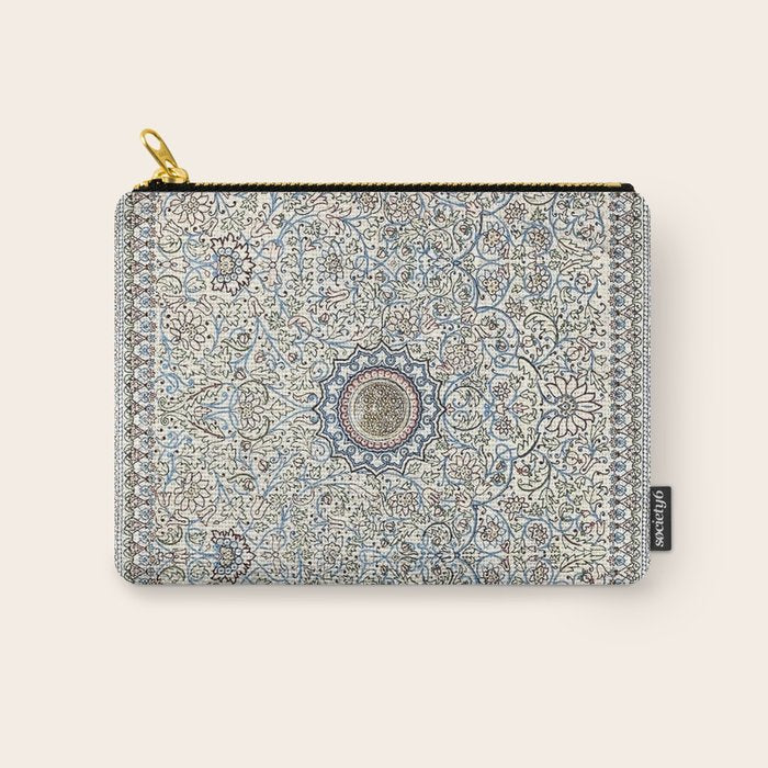 Antique Persian Cream Blue Pearl Carpet Carry All Pouch Gallery Image 1