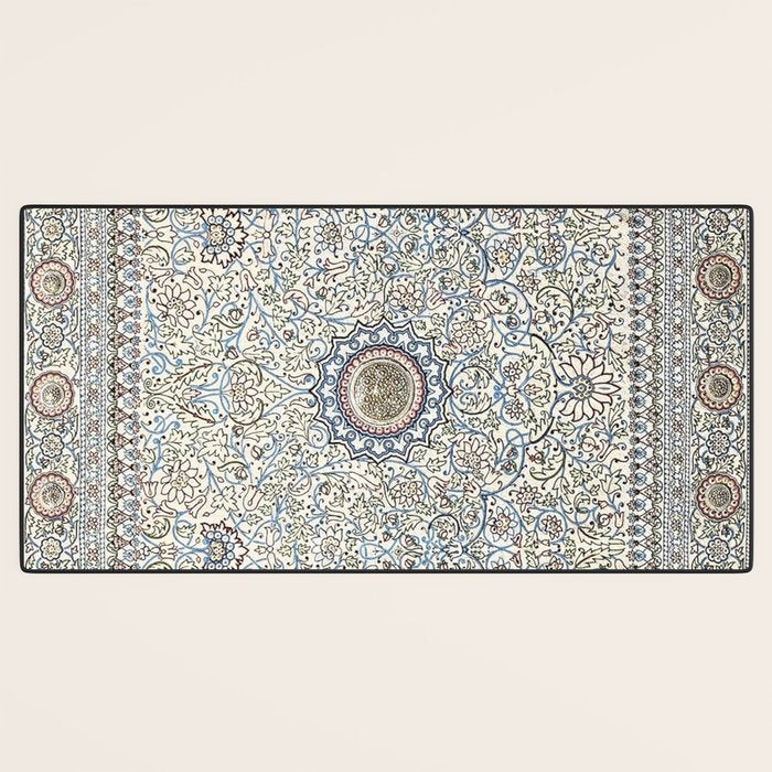 Antique Persian Cream Blue Pearl Carpet Desk Mat Gallery Image 3