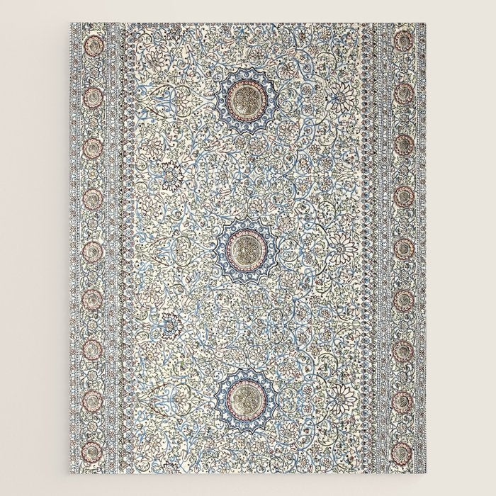 Antique Persian Cream Blue Pearl Carpet Jigsaw Puzzle Gallery Image 1