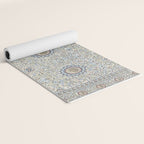 Antique Persian Cream Blue Pearl Carpet Yoga Mat Gallery Image 2