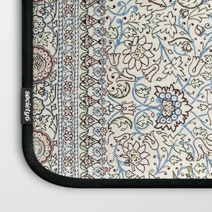Antique Persian Cream Blue Pearl Carpet Laptop Sleeve Gallery Image 3