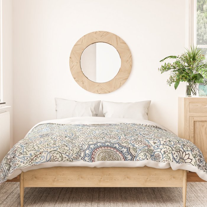 Antique Persian Cream Blue Pearl Carpet Duvet Cover Gallery Image 3