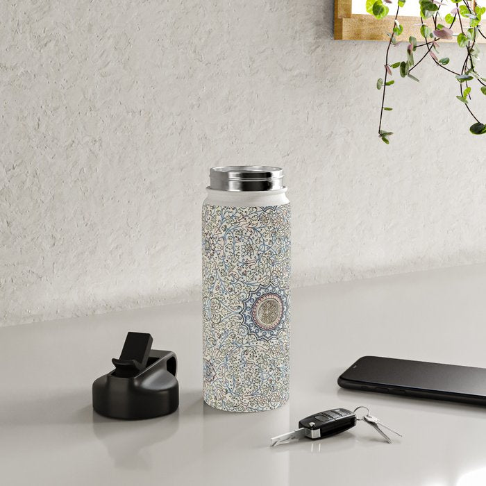 Antique Persian Cream Blue Pearl Carpet Water Bottle Gallery Image 4