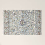 Antique Persian Cream Blue Pearl Carpet Welcome Mat Gallery Image 1