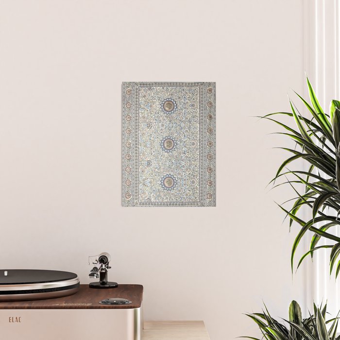 Antique Persian Cream Blue Pearl Carpet Poster Gallery Image 2