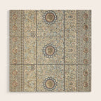 Antique Persian Cream Blue Pearl Carpet Wood Wall Art Gallery Image 1