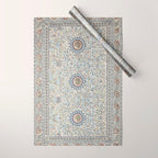 Antique Persian Cream Blue Pearl Carpet Wrapping Paper Gallery Image 1