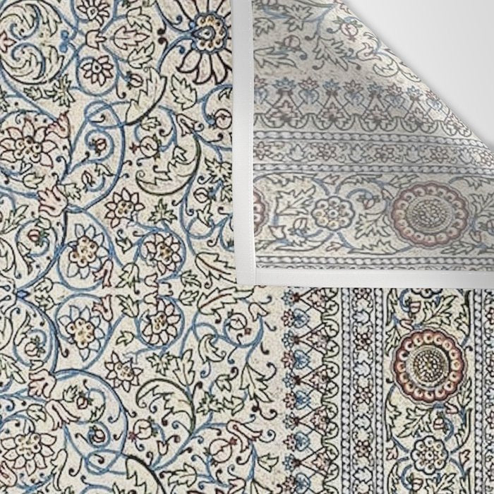 Antique Persian Cream Blue Pearl Carpet Wall Tapestry Gallery Image 3