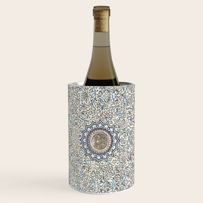 Antique Persian Cream Blue Pearl Carpet Wine Chiller Gallery Image 1
