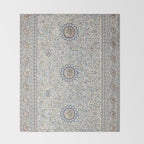 Antique Persian Cream Blue Pearl Carpet Throw Blanket Gallery Image 2