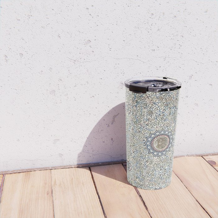 Antique Persian Cream Blue Pearl Carpet Travel Mug Gallery Image 4