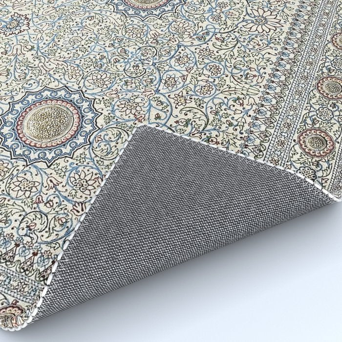 Antique Persian Cream Blue Pearl Carpet Rug Gallery Image 4