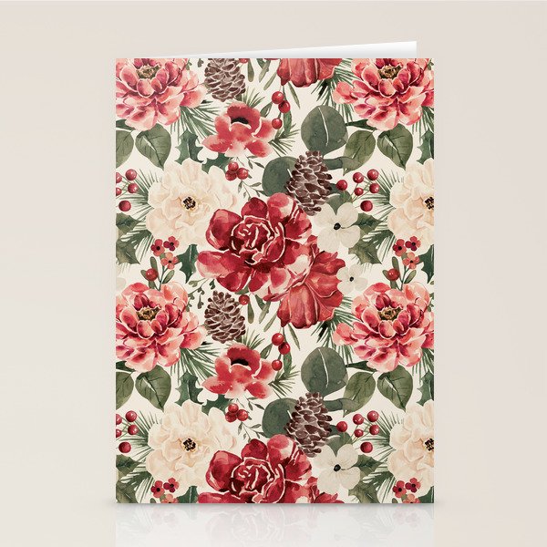 Vintage Christmas Floral Stationery Card Gallery Image 1