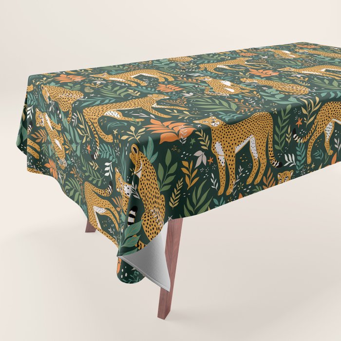 Spring Cheetah Pattern II - Lush Green Tablecloth Gallery Image 1