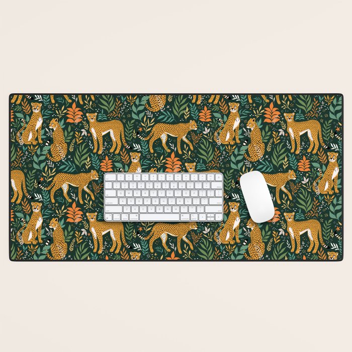 Spring Cheetah Pattern II - Lush Green Desk Mat Gallery Image 1