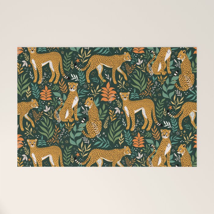 Spring Cheetah Pattern II - Lush Green Welcome Mat Gallery Image 1