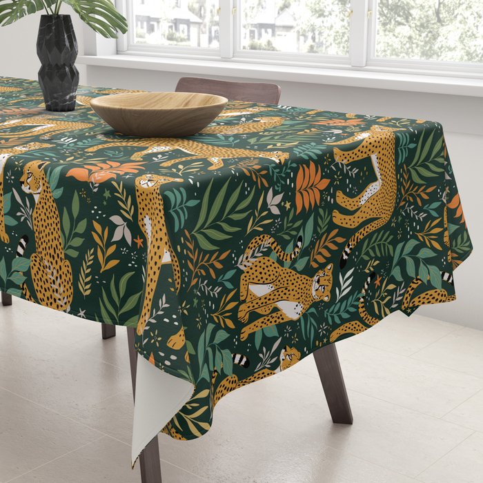 Spring Cheetah Pattern II - Lush Green Tablecloth Gallery Image 3