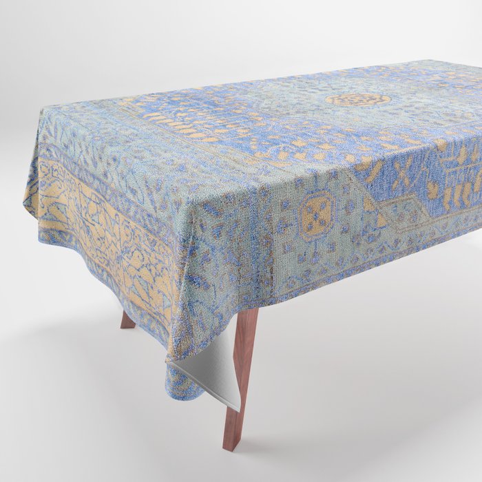 Powder Blue Lemon Antique Persian Mamluk Tablecloth Gallery Image 1