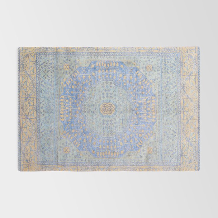 Powder Blue Lemon Antique Persian Mamluk Rug Gallery Image 2
