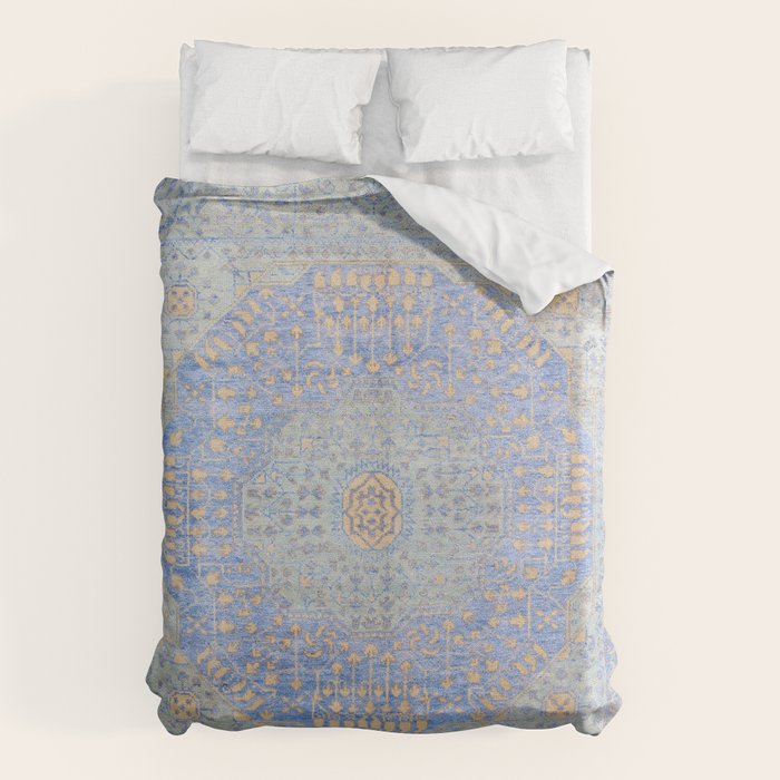Powder Blue Lemon Antique Persian Mamluk Duvet Cover Gallery Image 1