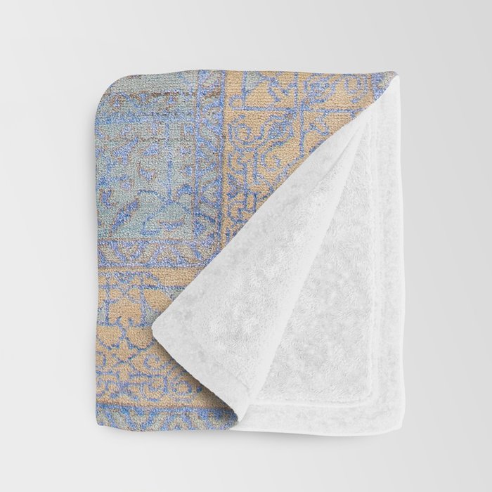 Powder Blue Lemon Antique Persian Mamluk Throw Blanket Gallery Image 3