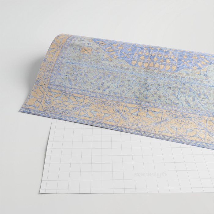 Powder Blue Lemon Antique Persian Mamluk Wrapping Paper Gallery Image 2